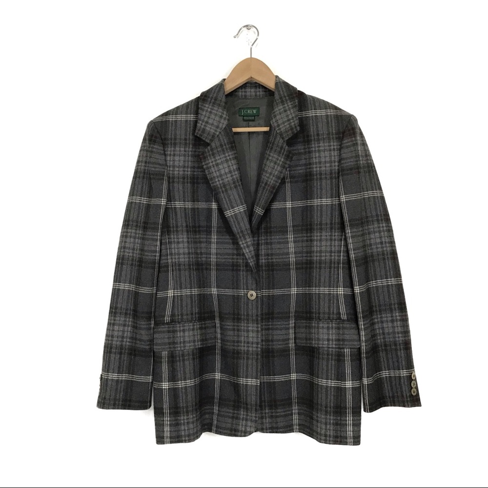 J. Crew Oversized Wool Tartan Plaid Blazer Jacket